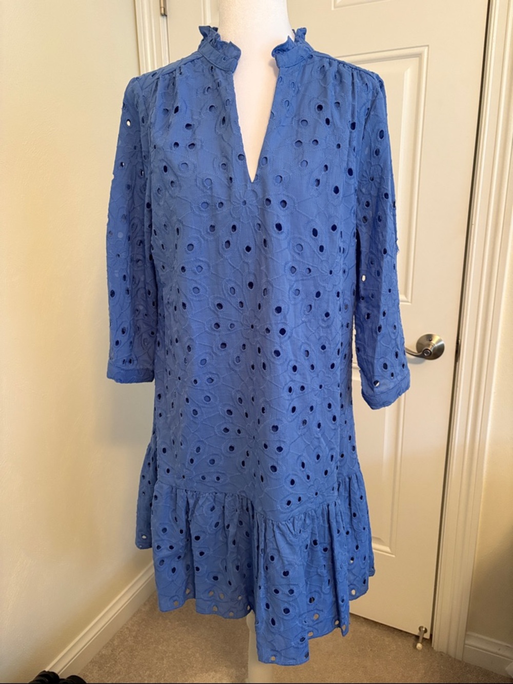 Cynthia Rowley Blue Eyelet Midi Dress